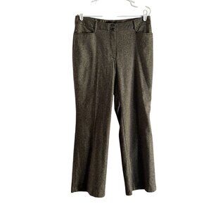 Talbots Women 10 Brown Print Wool Silk Blend Bootcut Trousers Heritage Pant NWT